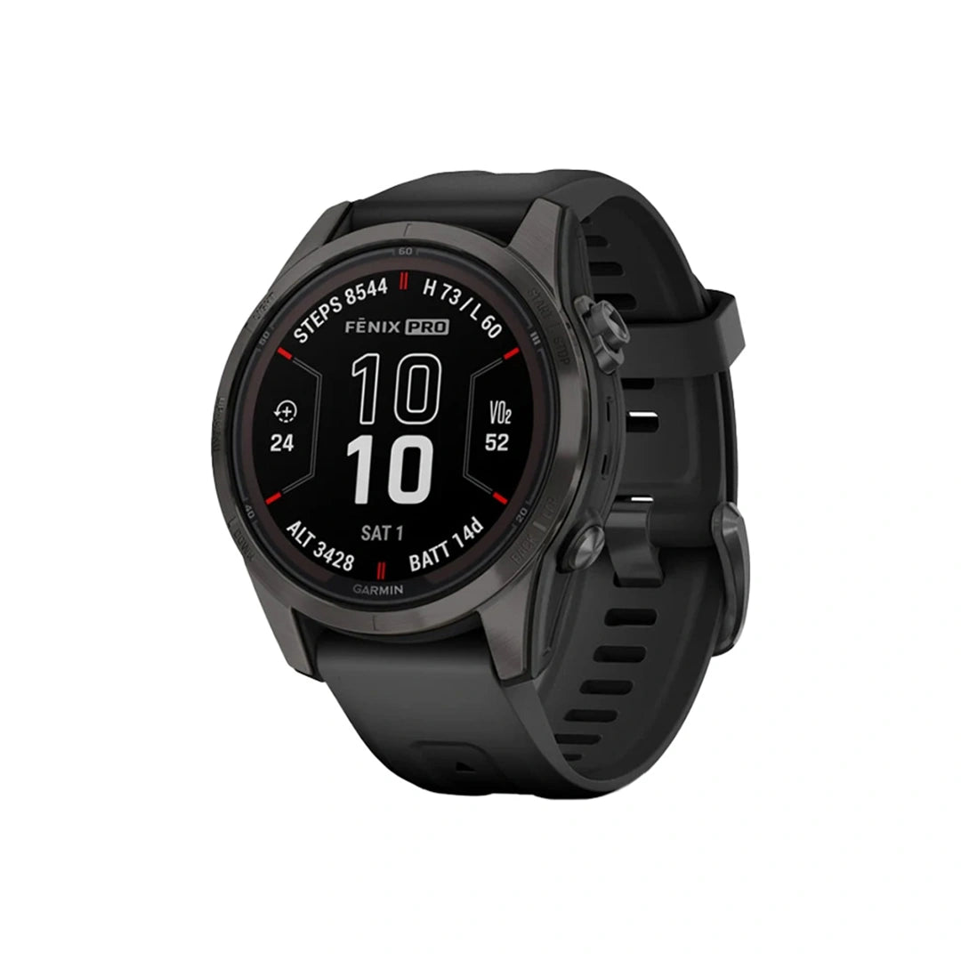 Garmin Fenix 7S Pro Sapphire Solar Edition Carbon Grey Titanium with Black Band in Qatar Garmin Fenix 7S Pro Sapphire Solar Edition Carbon Grey Titanium with Black Band in Qatar